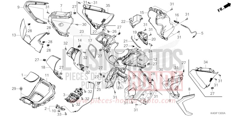 INNER COVER for Forza 125 MAT CARNELIAN RED METALLIC (R384) from 2022
